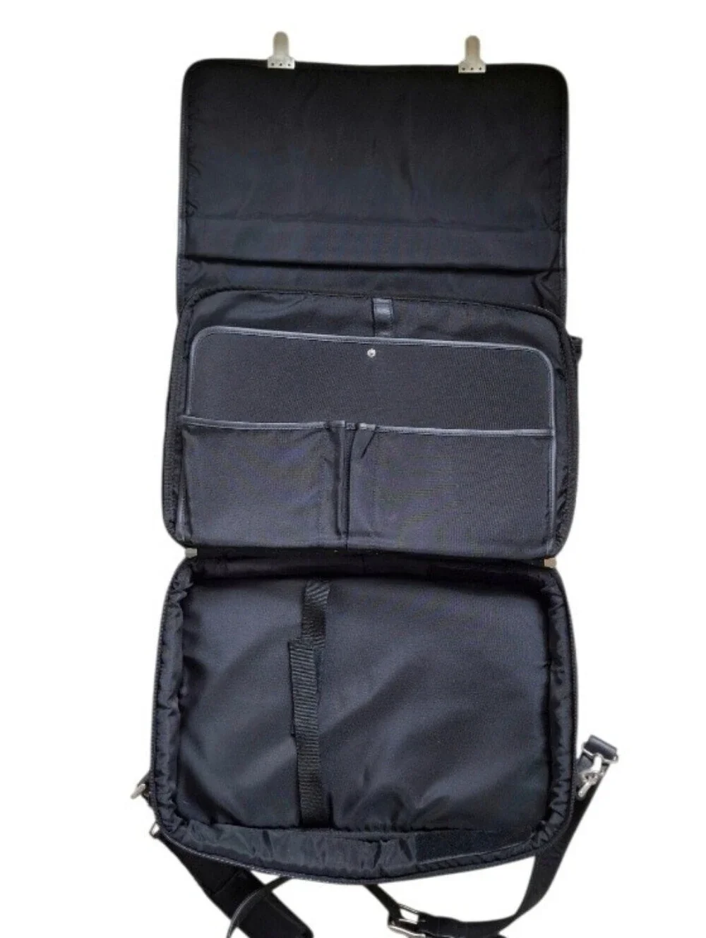 Vintage Coach Black Leather Nylon Laptop Briefcase Lay Flat Messenger Bag 5773